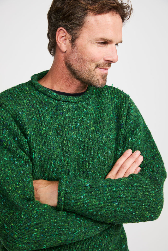 tweed,100% wool sweater, knitwear, men's sweater, roll neck jumper, aran, men's sweater,Ireland,green