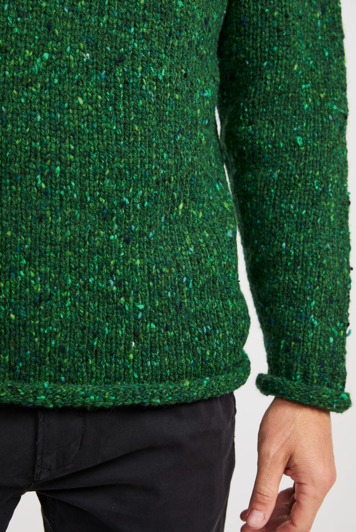 tweed,100% wool sweater, knitwear, men's sweater, roll neck jumper, aran, men's sweater,Ireland,green
