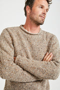 tweed,100% wool sweater, knitwear, men's sweater, roll neck jumper, aran wool, men's sweater, brown sweater