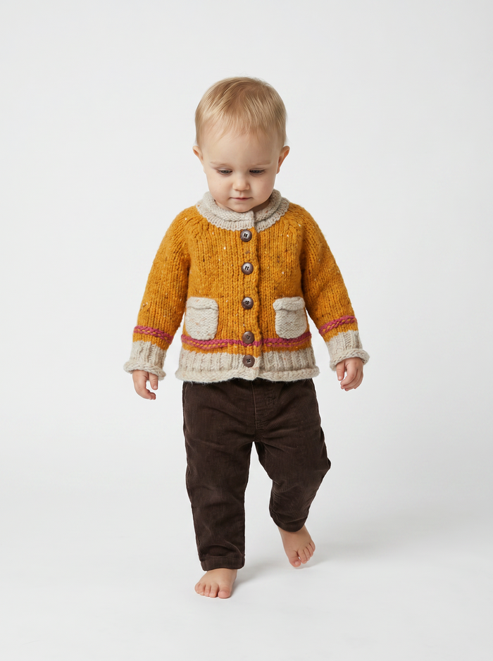 Réalta Baby Roll Neck Cardigan- Starlight