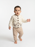 Shepley Baby Aran Wool Cardigan - Cream