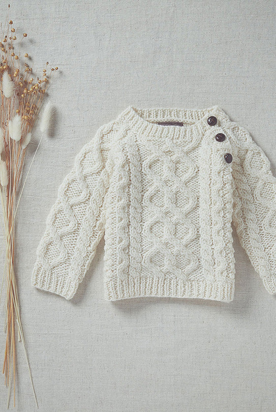 crew neck sweater, baby knitwear, Childrens's knitwear, Ireland, Aran sweater,cream sweater