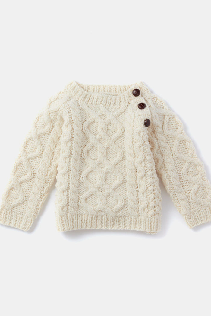 Merino wool baby knitwear, Children's knitwear, baby aran wool, cream sweater