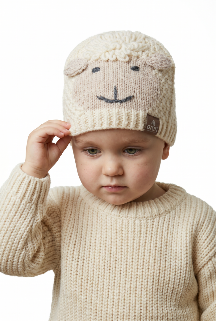 Shepley Baby Aran Wool Hat - Cream
