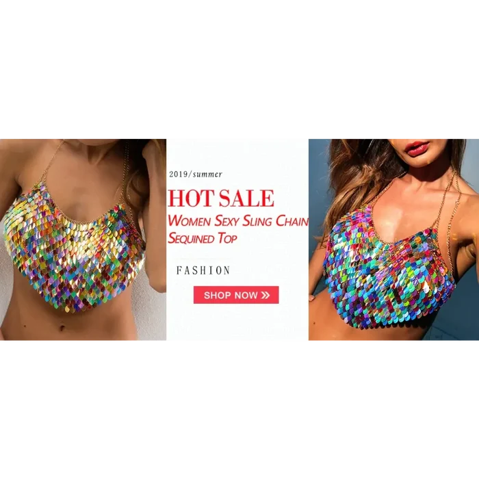 Shiny Harajuku Rhinestone Halter Top