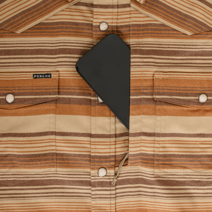 phone. in chest zipper pocket of shirt