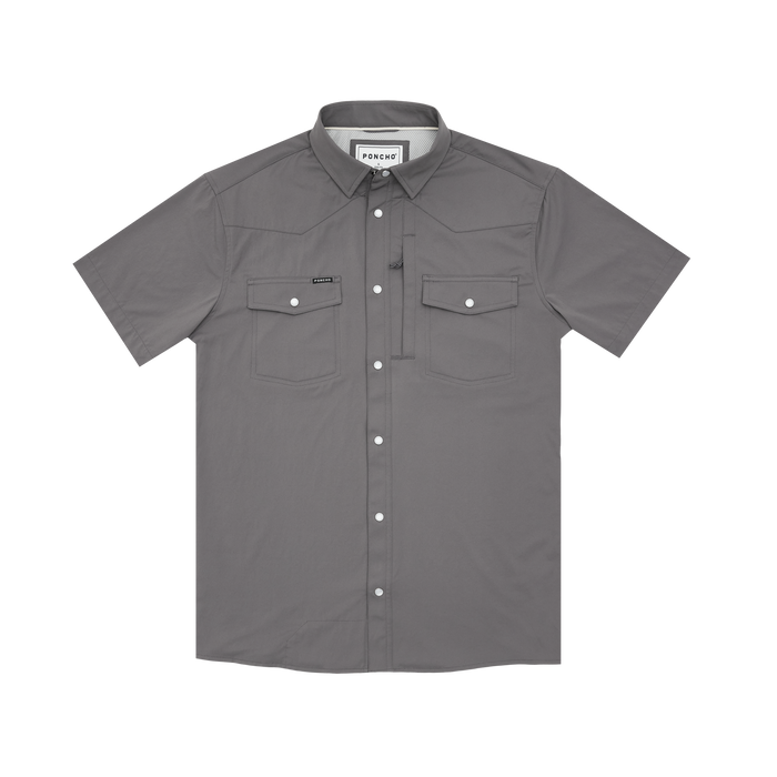product photo of dark grey short sleeve shirt front