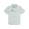 Light gray short-sleeve shirt with button closure and two chest pockets named The Carolina Rig.