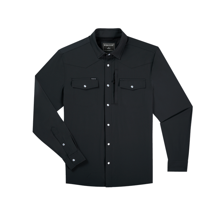 product photo front of black long sleeve tuff-thread shirt