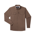 The Clark long sleeve outdoor shirt in brown with buttoned pockets and collar