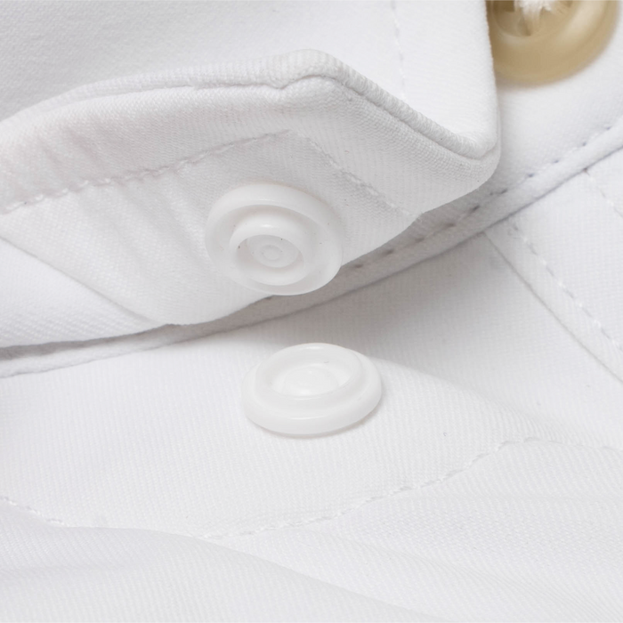 closeup of collar snaps on shirt