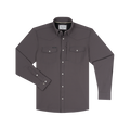 The Goodnight charcoal long sleeve button down shirt with two chest pockets