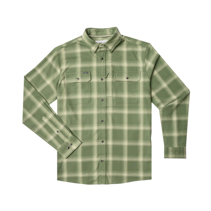 product photo of green and white plaid flannel front