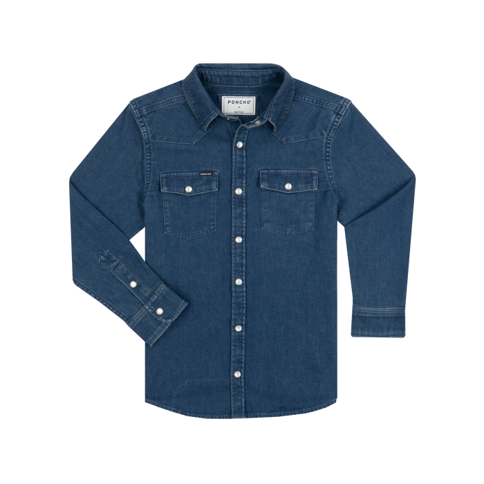 The Harris blue outdoor shirt with front pockets and button closure