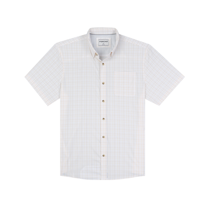 The Horn Island white short sleeve plaid button down shirt