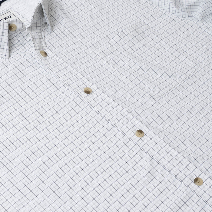 flyover of blue double check shirt