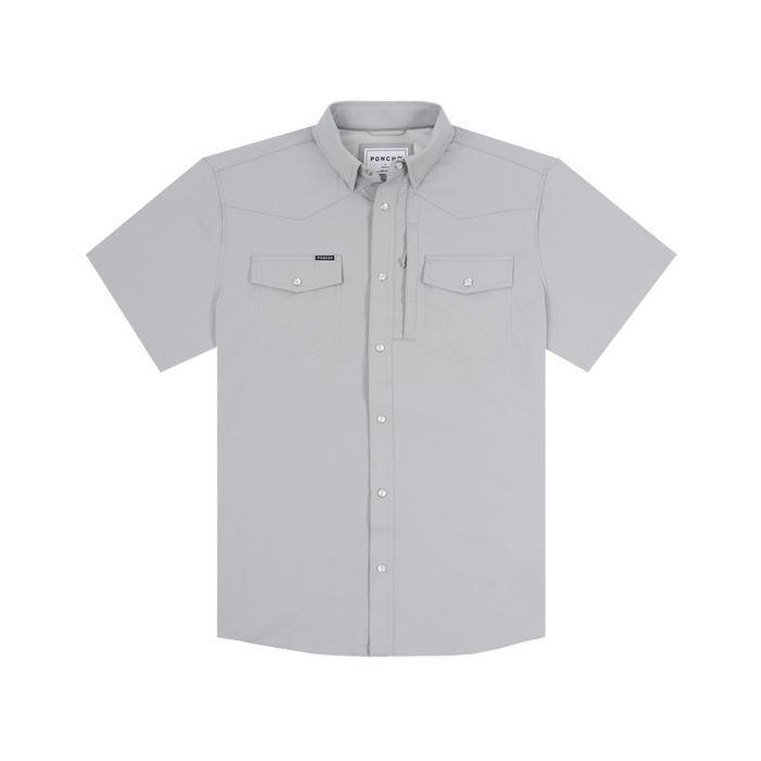 The Laredo light gray short sleeve button up shirt with two chest pockets