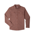 product photo of brown denim shirt front