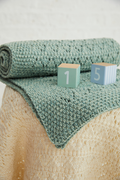 The Owey Moss Stitch Lace Baby Blanket - Green