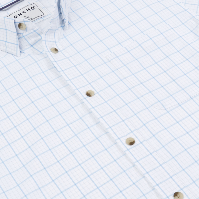 The Panga white checked shirt with a button front and pointed collar