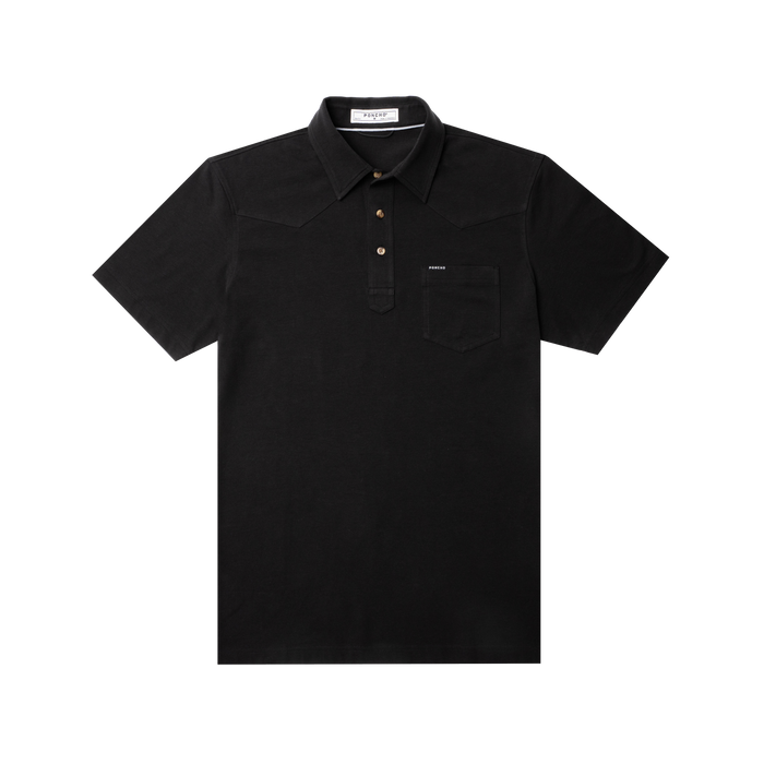 The Permian black outdoor shirt with short sleeves and front pocket