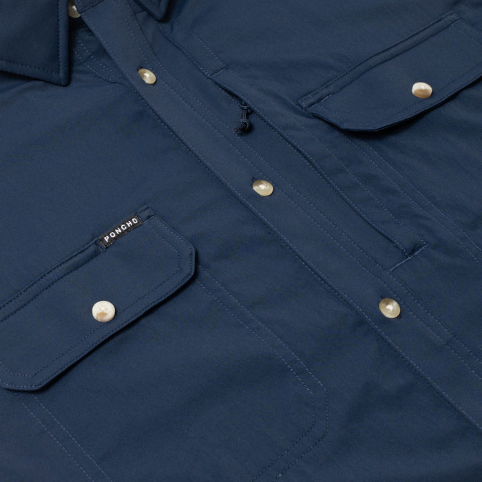 flyover photo of navy blue shirt