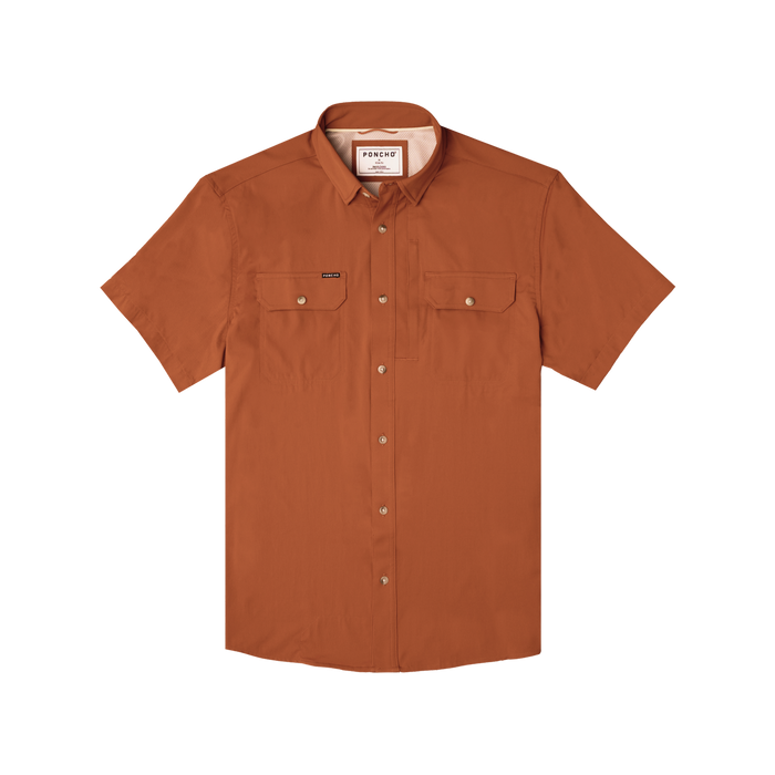 The Smokey rust-colored short sleeve outdoor shirt with chest pockets