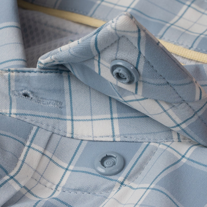 closeup of collar snaps on shirt