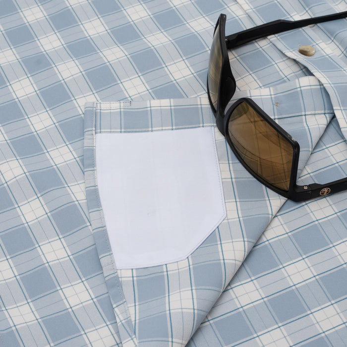 sunglasses with lens leaner on shirt
