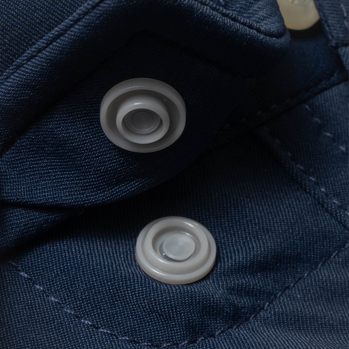 closeup of collar snaps on shirt