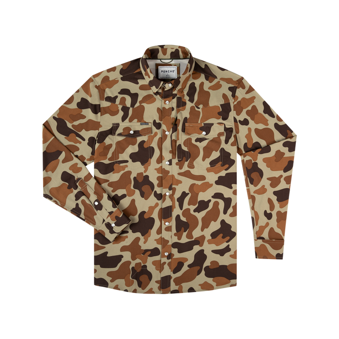 The White Wing camo outdoor shirt with long sleeves and buttoned pockets
