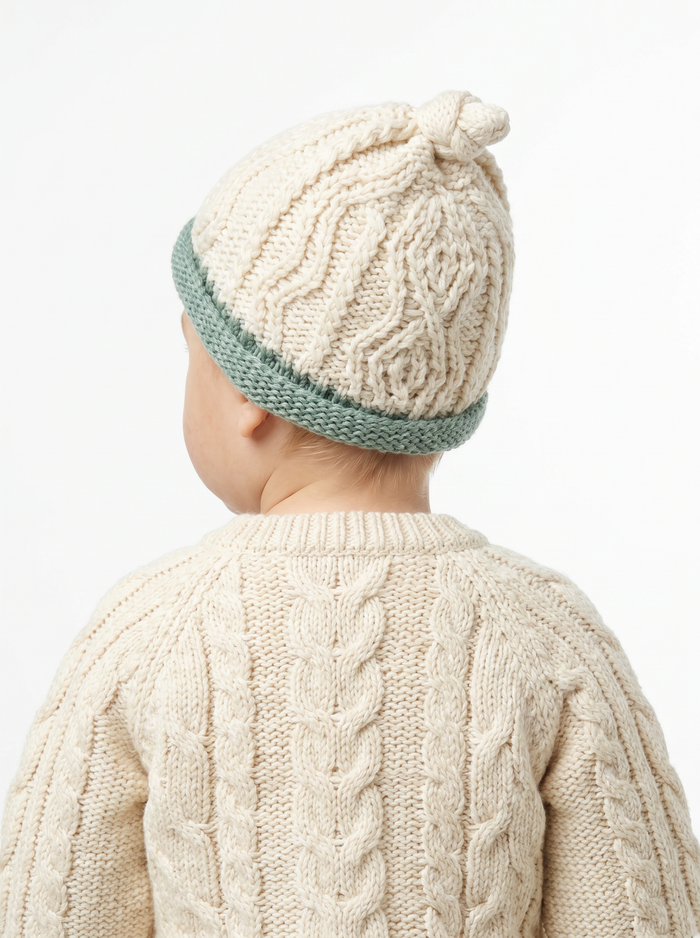 Trá Beag Baby Merino Aran Hat - Seafoam