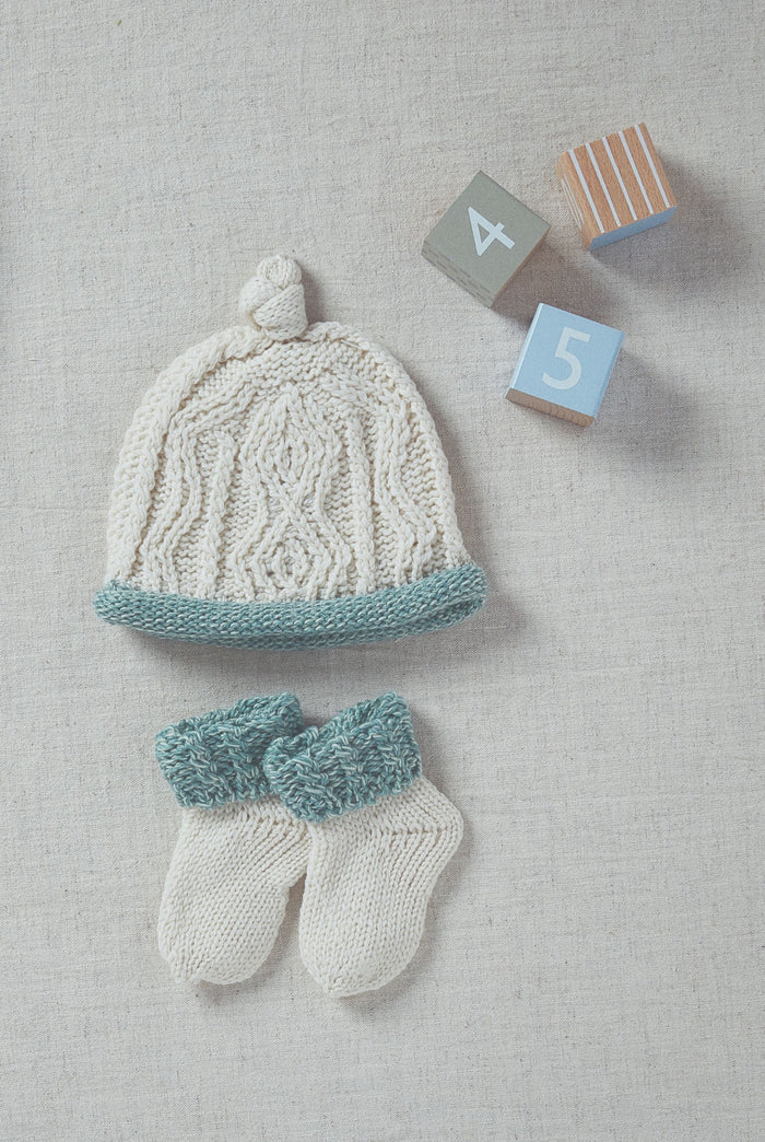 Aran Baby hats, Children's knitwear, Knitwear for baby, baby aran wool, Ireland, Hat & Scarf, gift, cream, teal