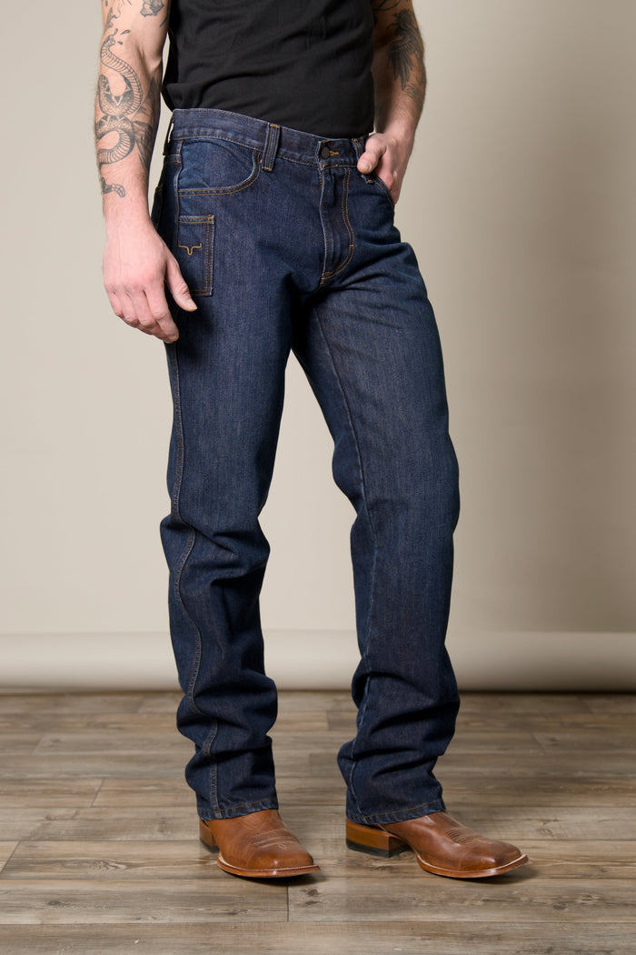 Men's Watson dark wash jean with knife pocket; #color_dark wash